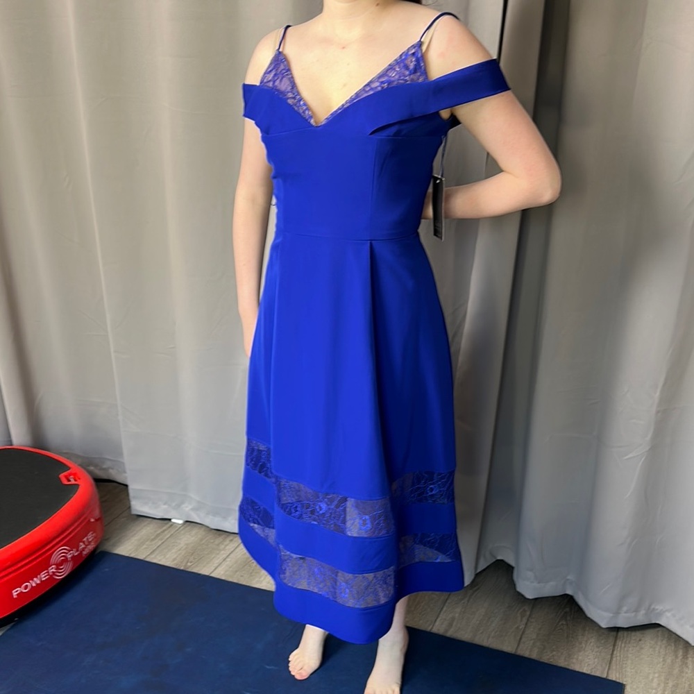 Elegant Blue Off-Shoulder Dress